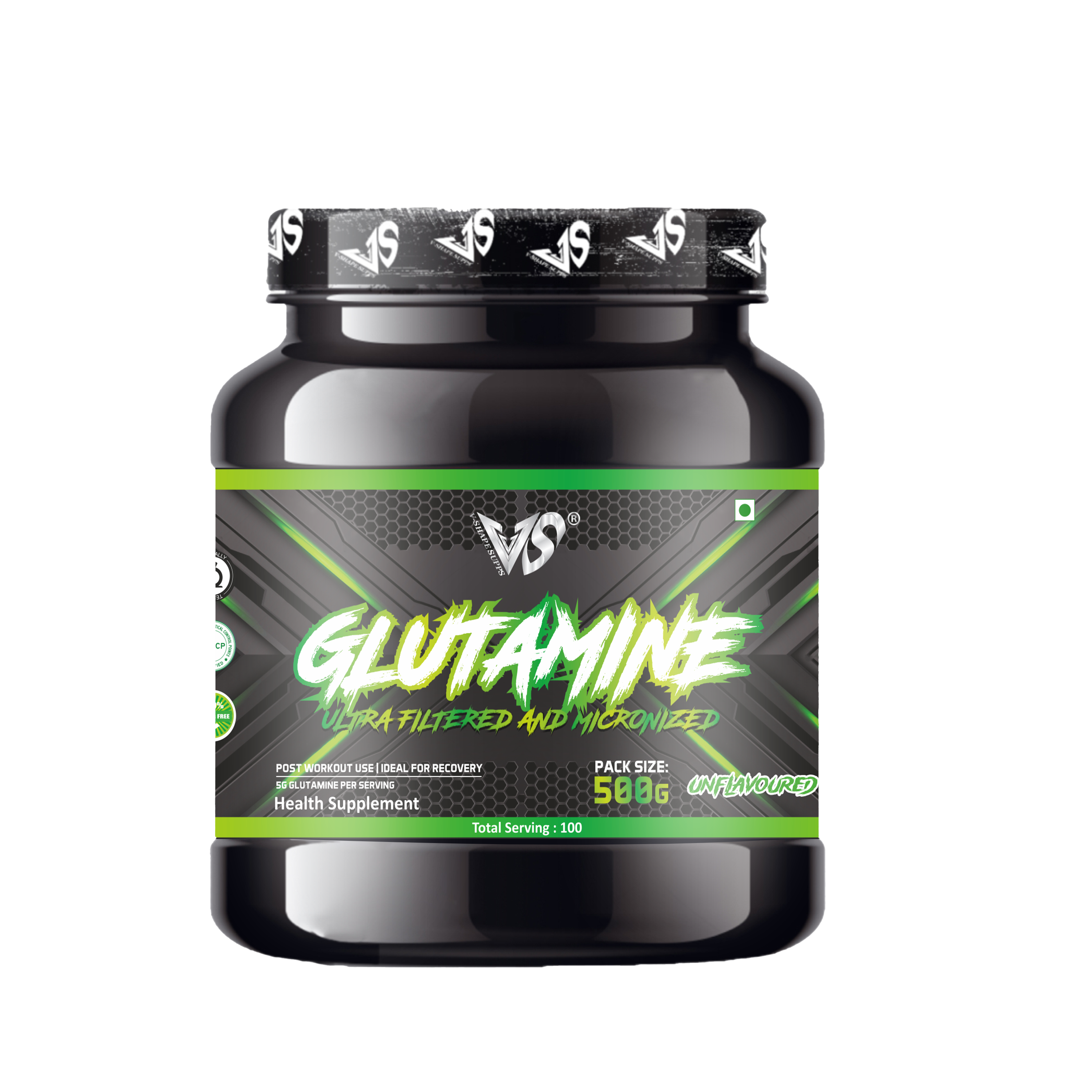 V-SHAPE Micronized Ultra Filtered Glutamine 500Gm - V-Shape Supps