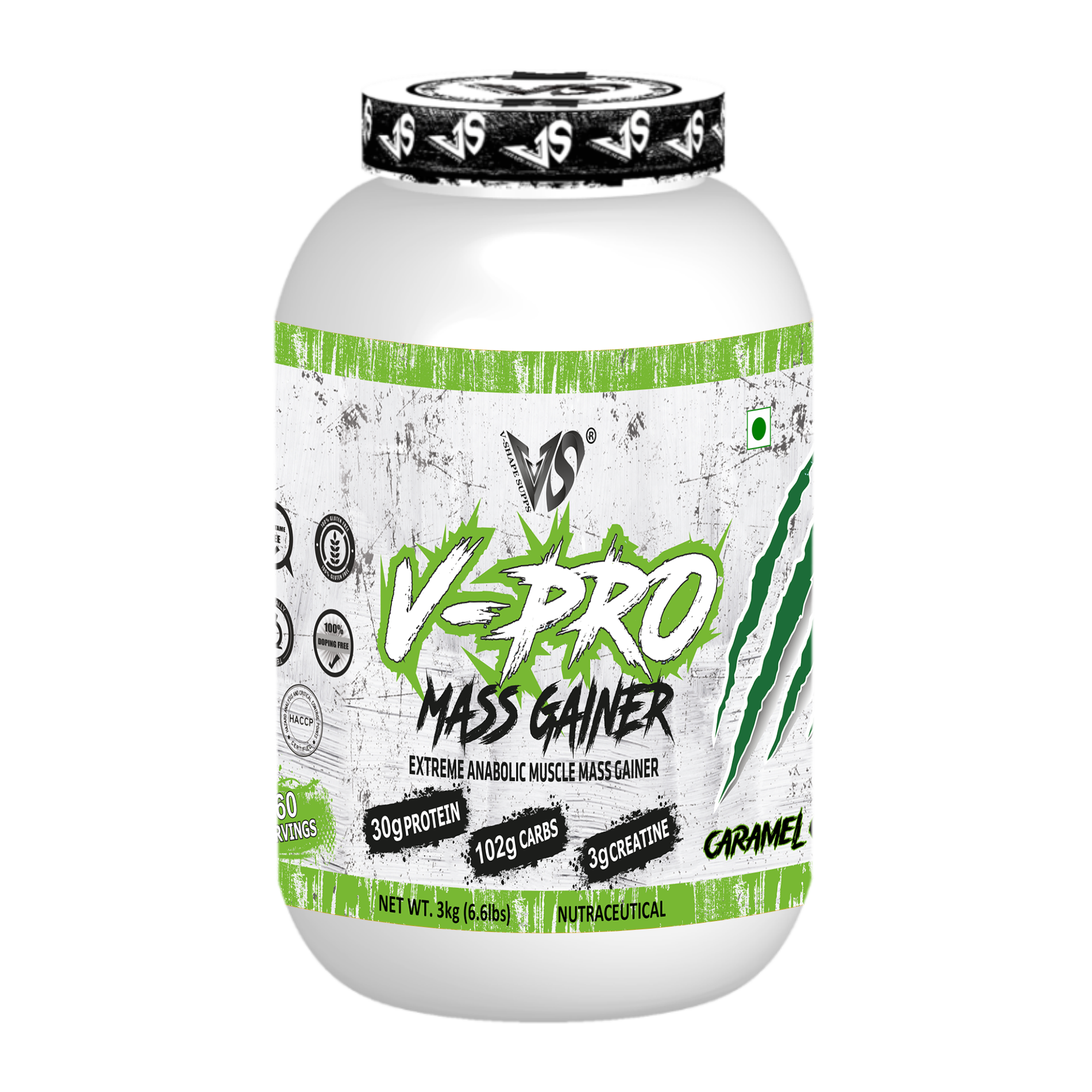 V-SHAPE V-Pro Mass Gainer- 3Kg(6.6Lbs), 66 Servings - V-Shape Supps