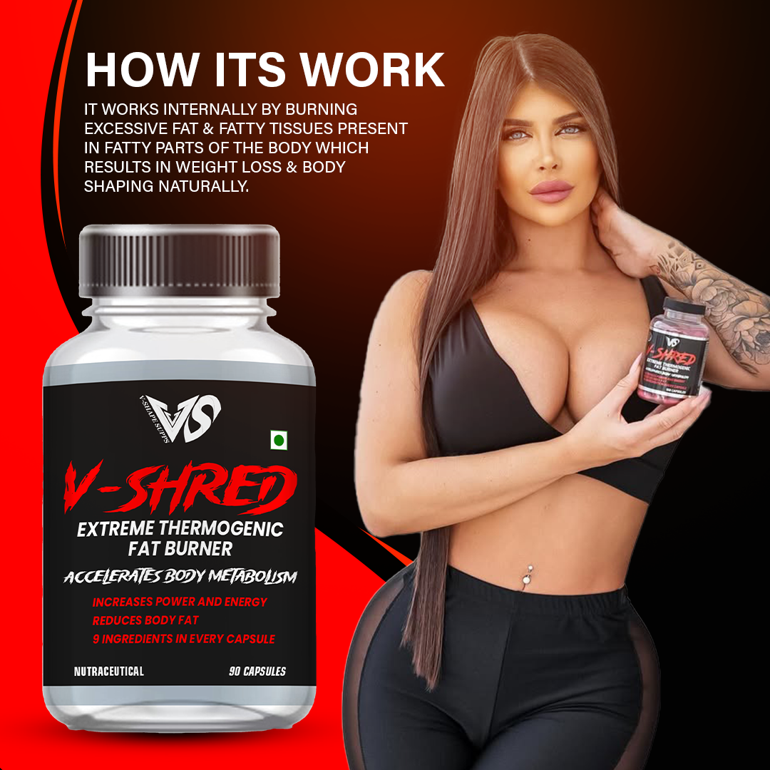 V-SHAPE V-Shred Extreme Thermogenic Fat Burner 90 Caps - V-Shape Supps