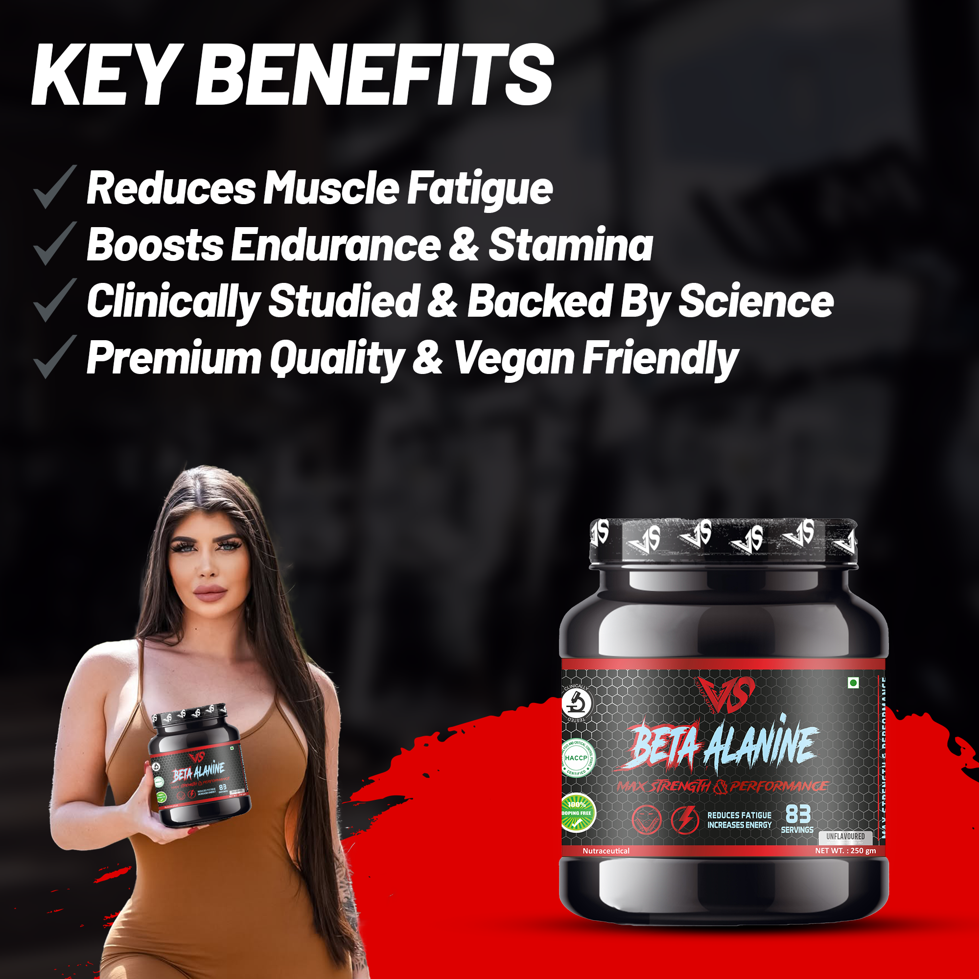 V-SHAPE Beta Alanine 250Gm, 83 Servings - V-Shape Supps