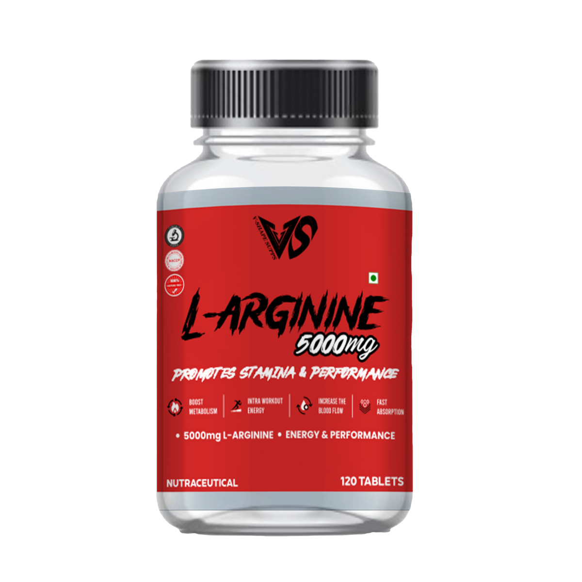 V-Shape Supps L-Arginine 500mg- 120 Tablets - V-Shape Supps
