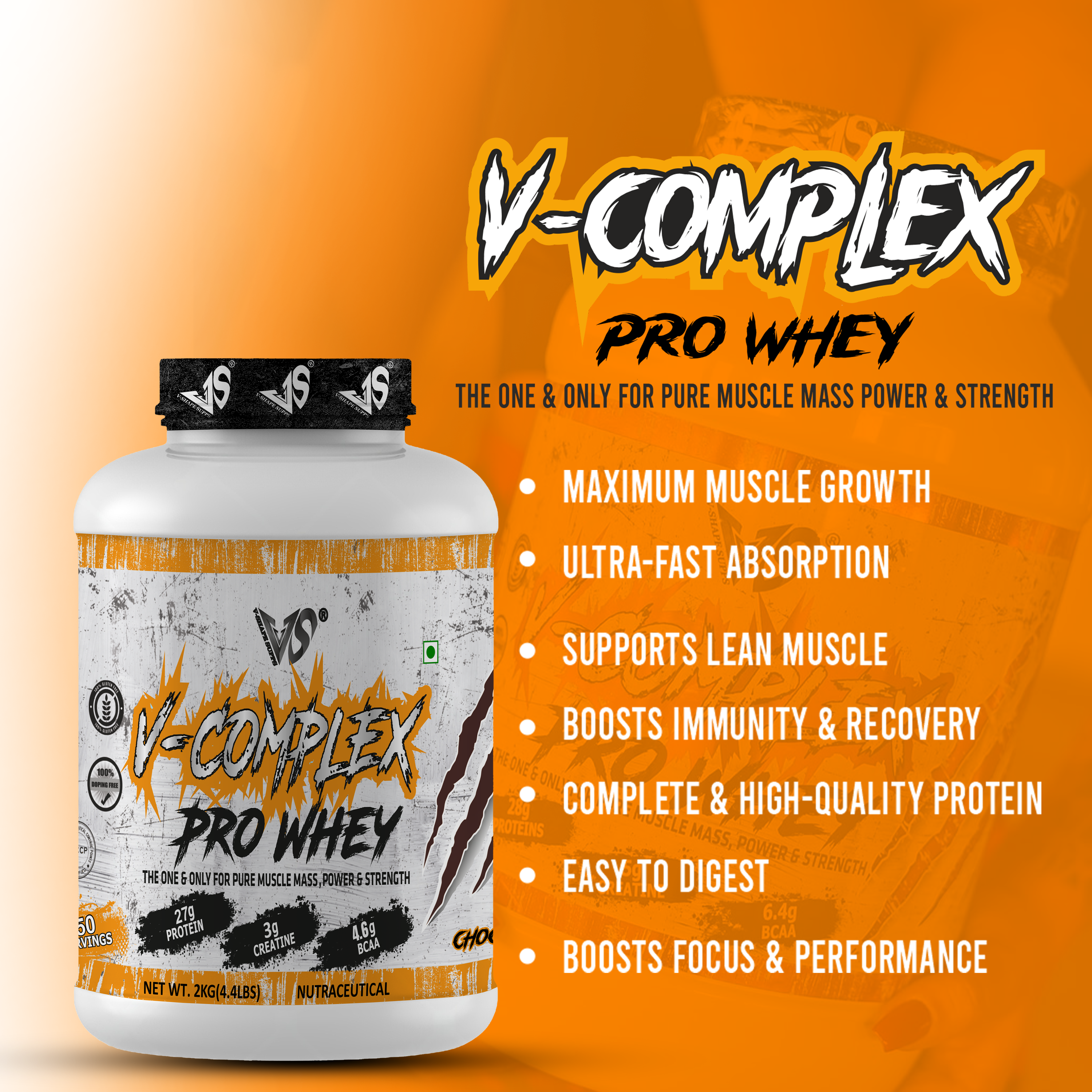 V-SHAPE V-Complex Pro Whey 2KG (4.4LBS) - V-Shape Supps