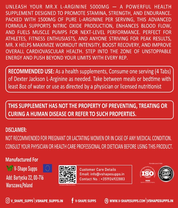 V-Shape Supps L-Arginine 500mg- 120 Tablets - V-Shape Supps