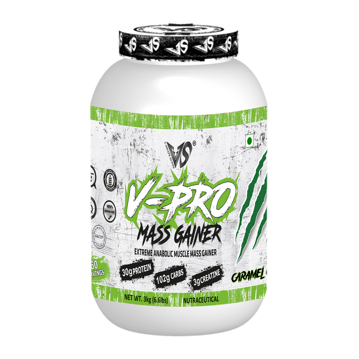 V-SHAPE V-Pro Mass Gainer- 3Kg(6.6Lbs), 66 Servings - V-Shape Supps