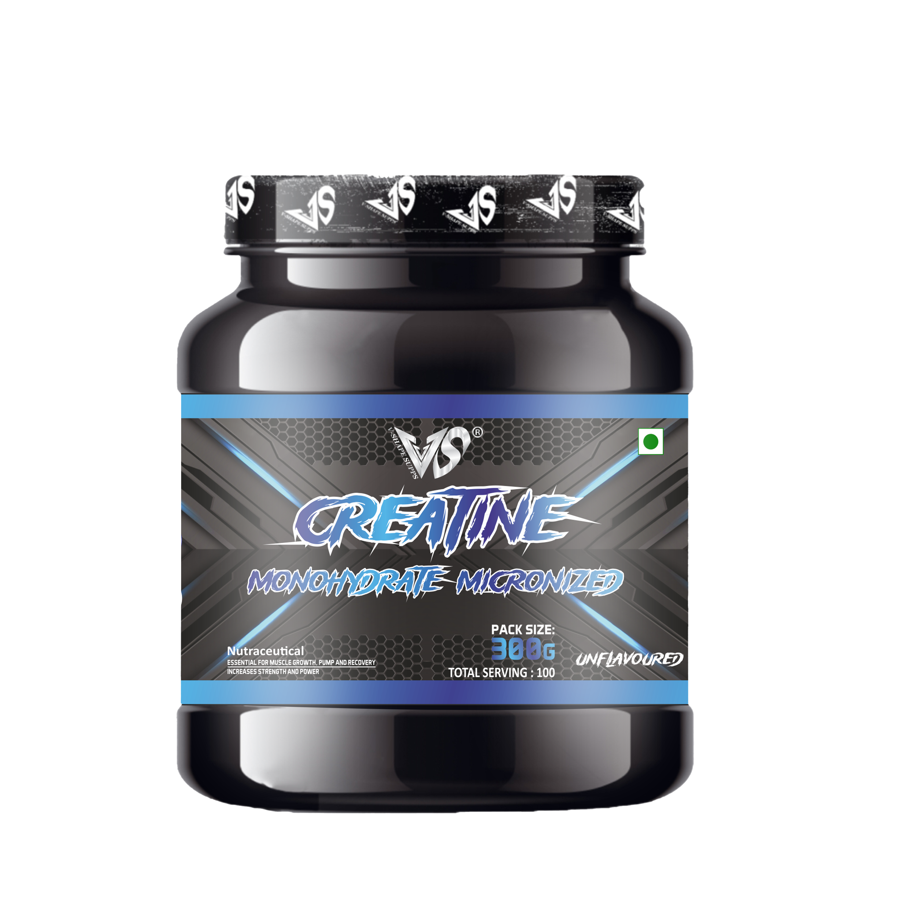 V-SHAPE Micronized Monohydrated Creatine- 300Gm, 100 Servings - V-Shape Supps