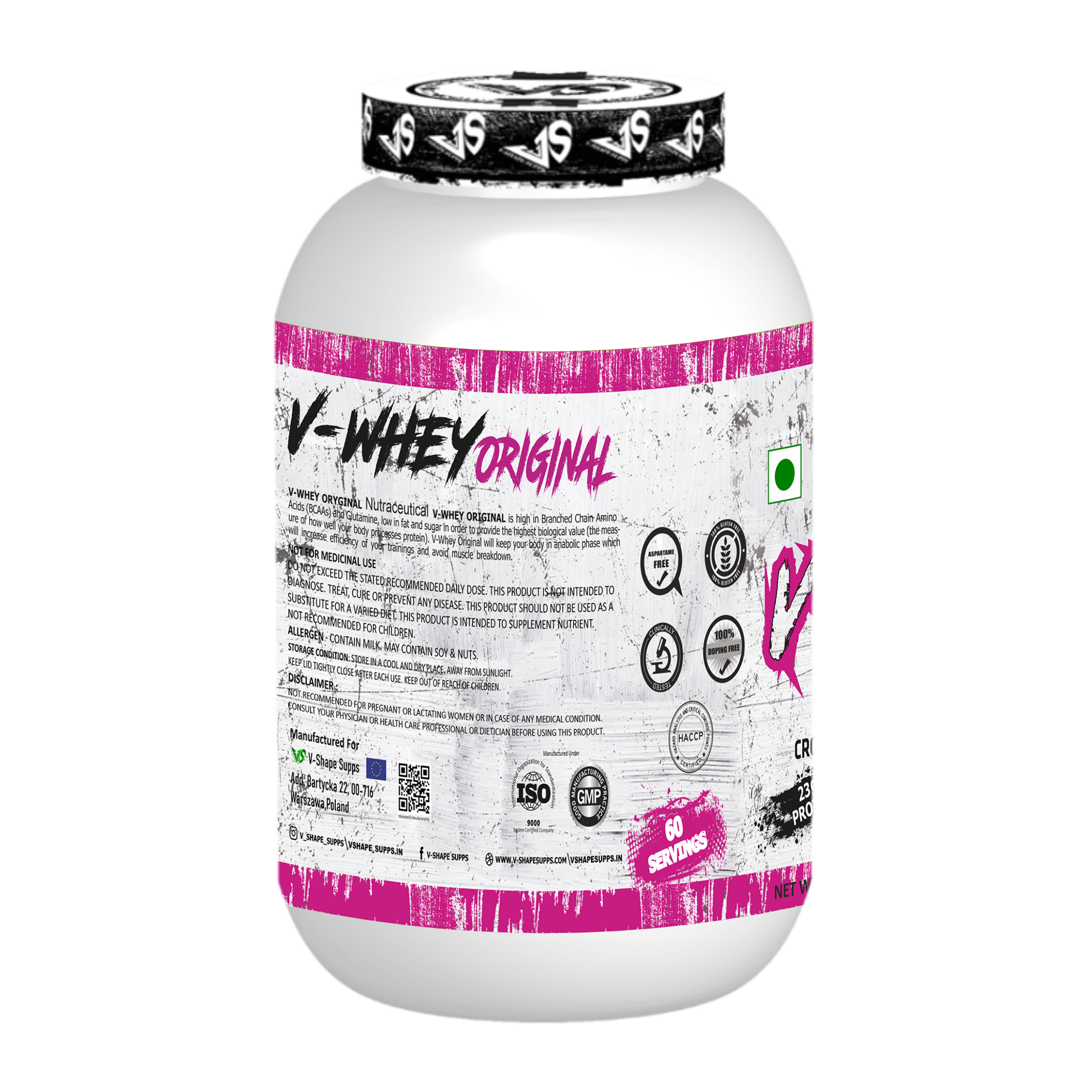V-SHAPE V-Whey Original- 1.8Kg, 75 Servings - V-Shape Supps