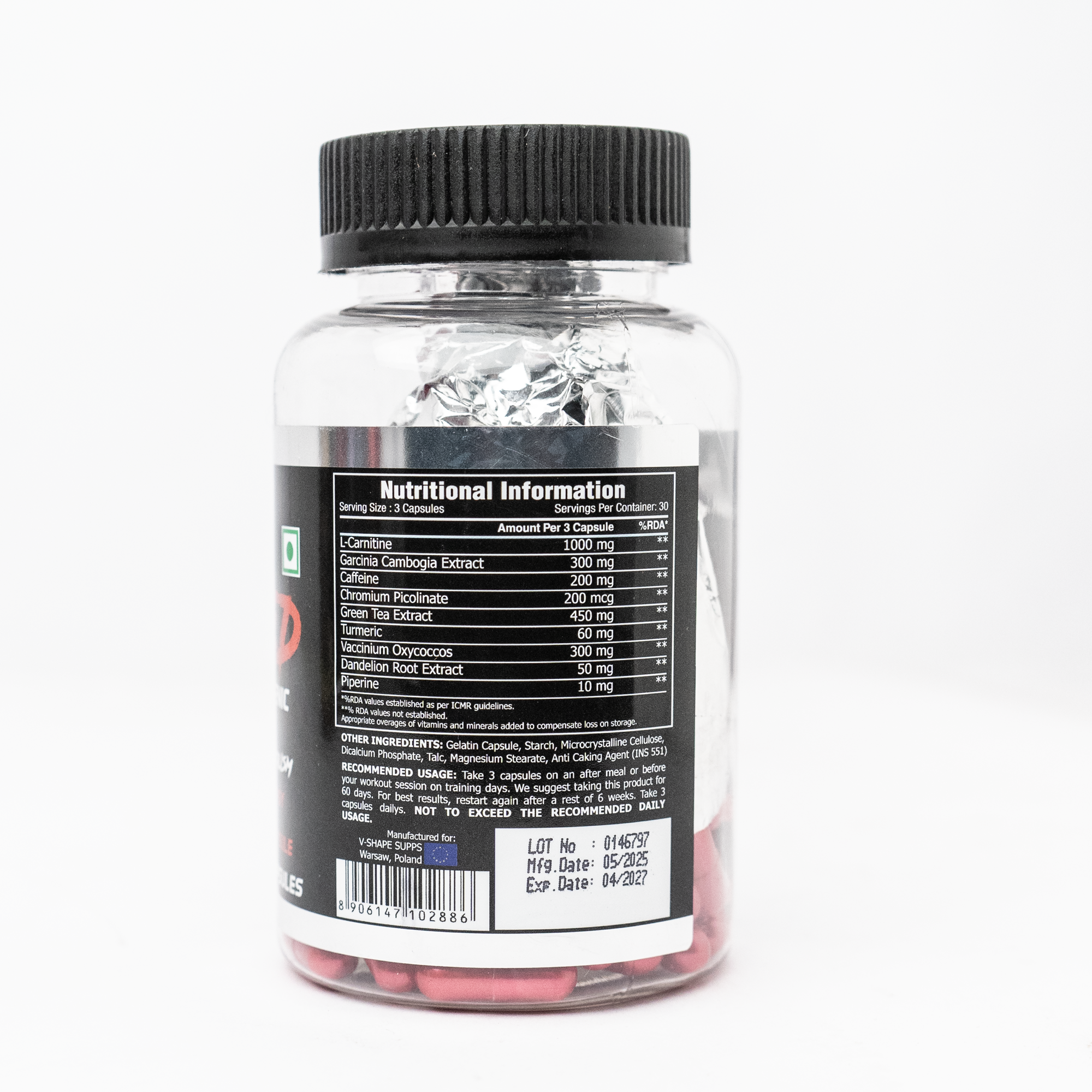 V-SHAPE V-Shred Extreme Thermogenic Fat Burner 90 Caps - V-Shape Supps